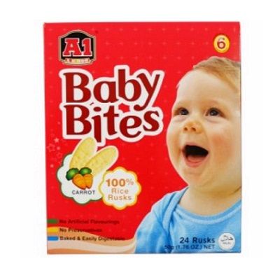 Bánh Gạo Trẻ Em Vị Cà Rốt Baby Bites A1 A.K.Koh - Hộp 50g
