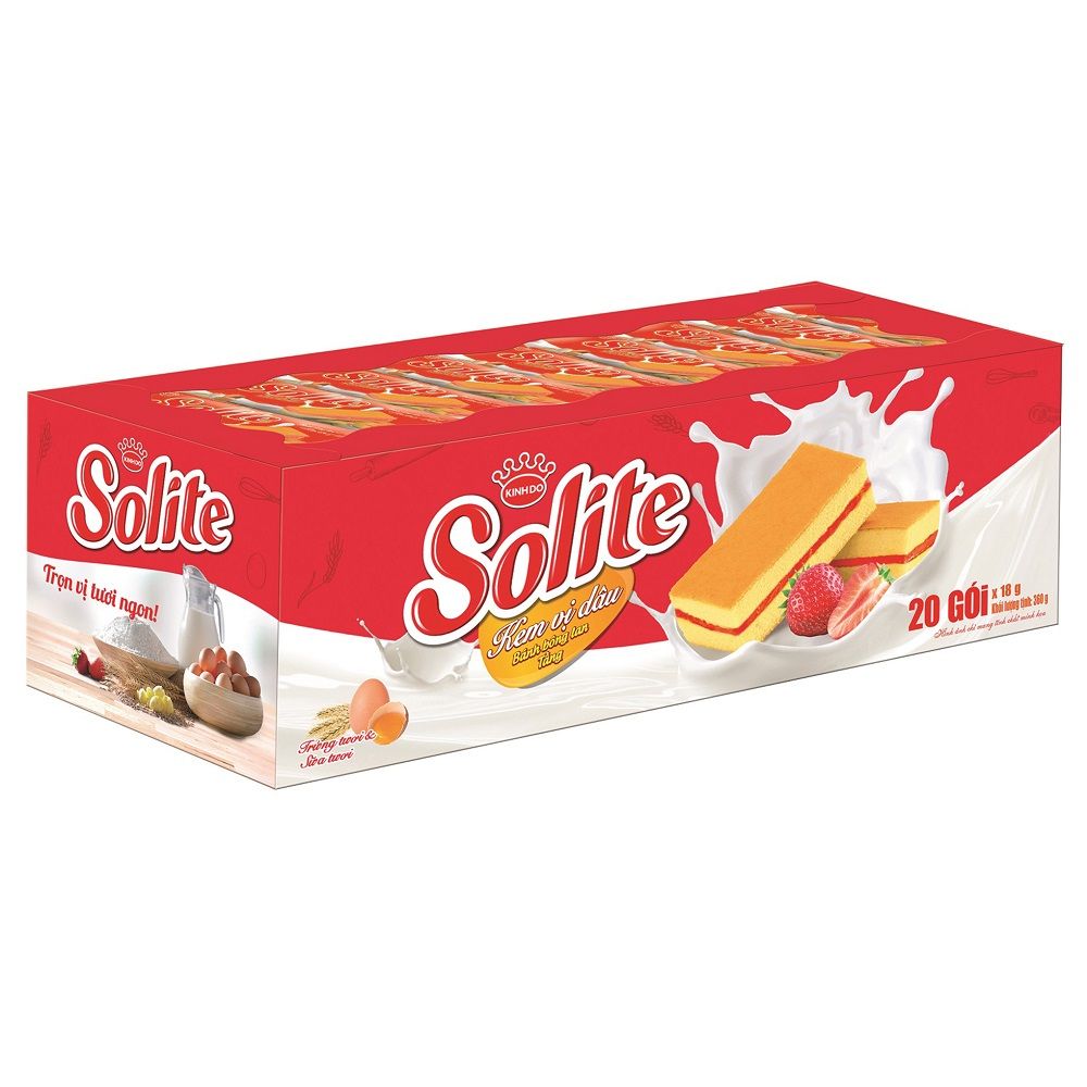 Bánh Bông Lan Tầng Kem Dâu SOLITE 360g