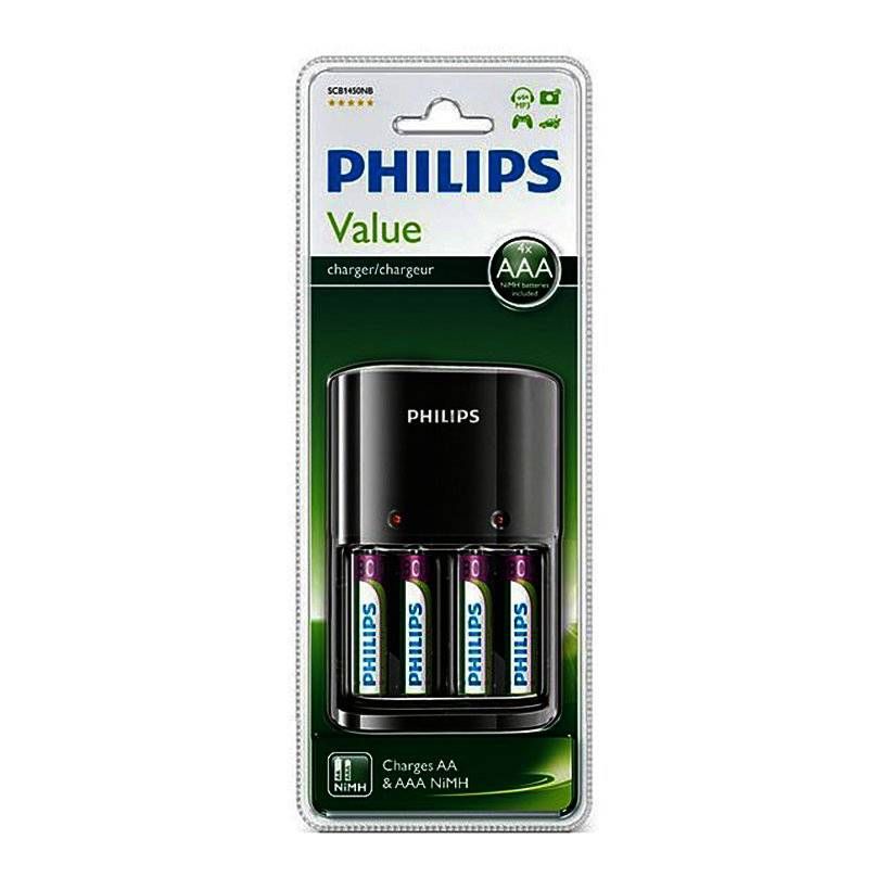 Bộ Sạc PHILIPS 200mAh SCB1450NB/12+4 Pin AAA 800mA