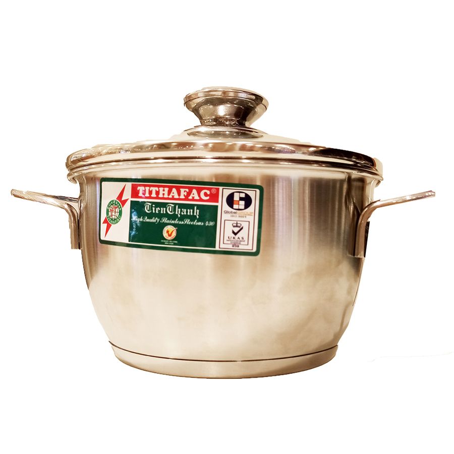 Nồi Inox 3 Đáy Nắp Kính Dày TITHAFAC 16cm