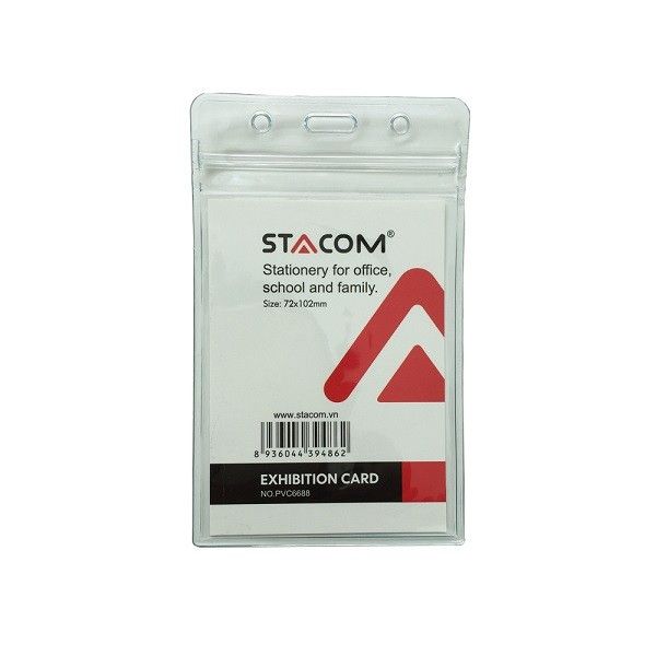 Bảng Tên Nhựa PVC (Dọc) Có Khóa Kéo 72 x 102mm Stacom