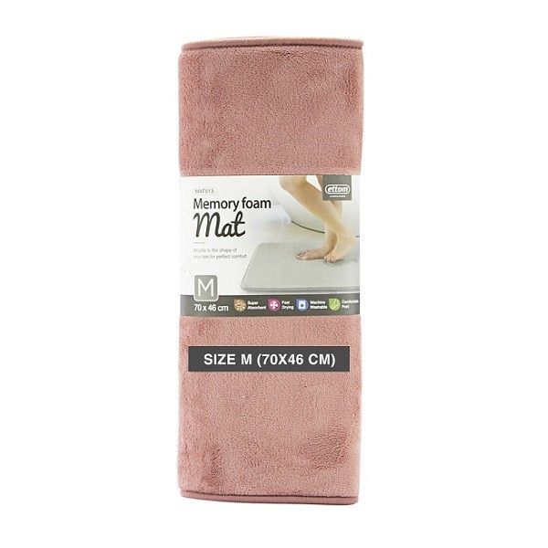 Thảm Chùi Chân Memory Foam Kiểu Stripe Size M 460x700x15mm Hồng MAT513PIK