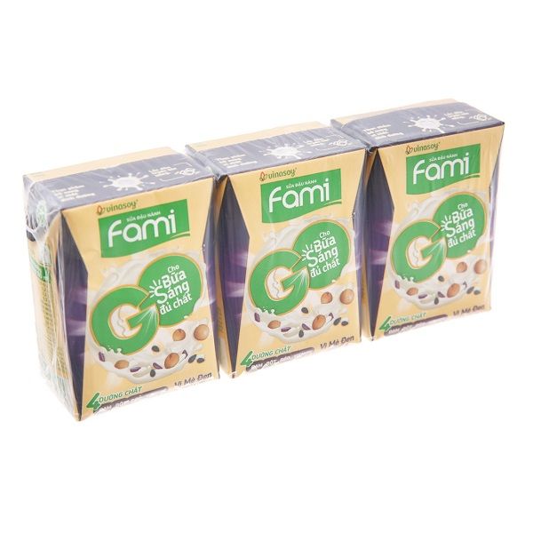 Sữa Đậu Nành Fami Go Mè Đen Nếp Cẩm - Lốc 3 Hộp x 200ml