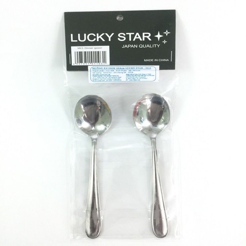 Muỗng Ăn Inox 18.5cm Lucky_Star, Vĩ 2 Cái MLS