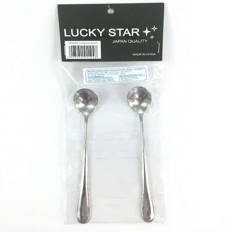 Muỗng Soda Inox 18.4cm Lucky_Star, Vĩ 2cái Sodals
