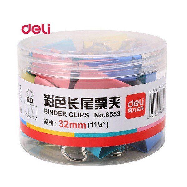 Kẹp Bướm Màu 32mm - 24Pcs Deli 8553