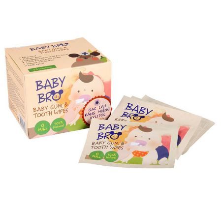 Gạc vệ sinh răng miệng cho trẻ Baby Bro hộp 25 miếng (dùng cho bé 0M+)