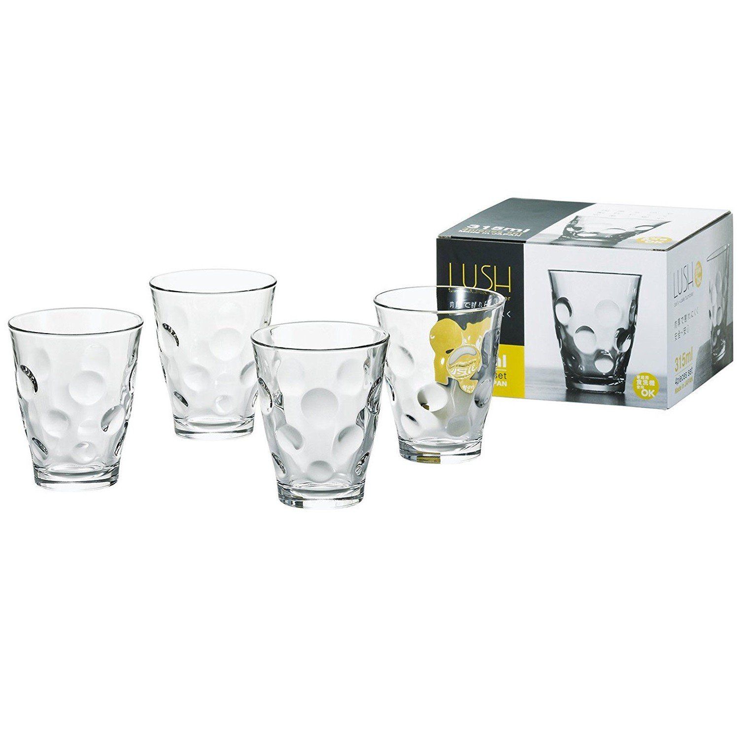 Set 4 Cốc Thủy Tinh 315ML Họa Tiết Tròn