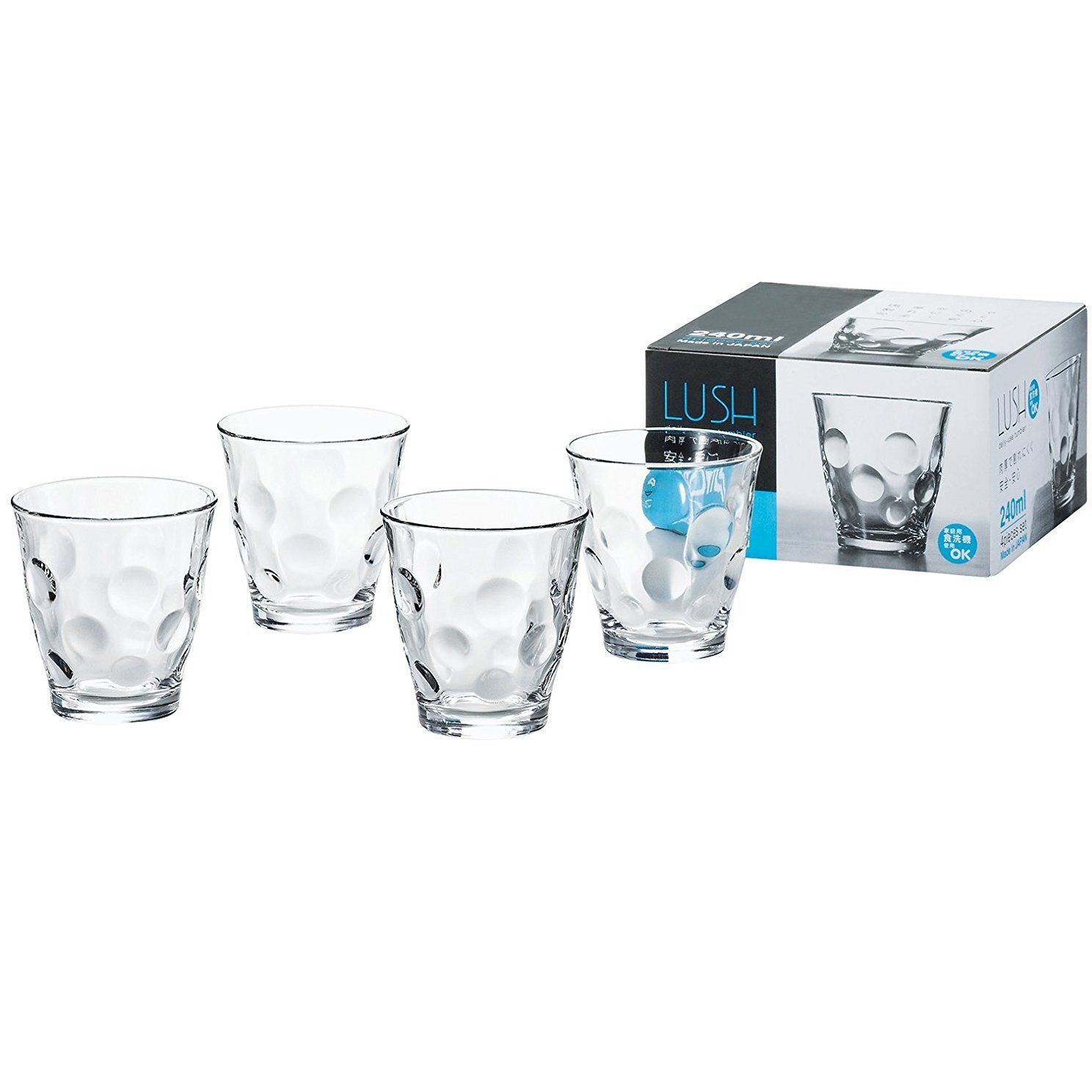 Set 4 Cốc Thủy Tinh 240ML Họa Tiết Tròn