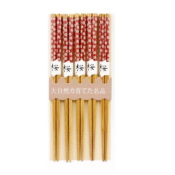 Bộ 5 Đũa Mẫu Hoa Đỏ
