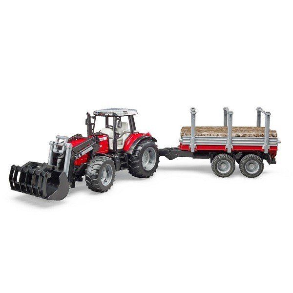 Đồ Chơi Dạng Mô Hình Theo Tỷ Lệ Thu Nhỏ 1:16 Xe Chở Gỗ Massey Ferguson Với Rơ Móoc Bruder