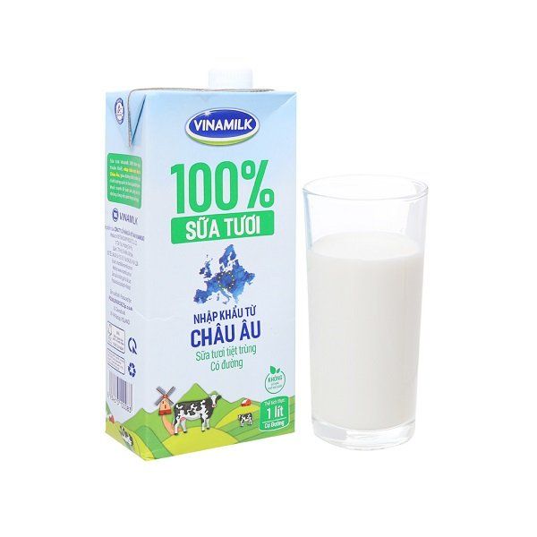 Thùng 12 Sữa Tươi Tiệt Trùng Có Đường Vinamilk 100% Nhập Khẩu 1L