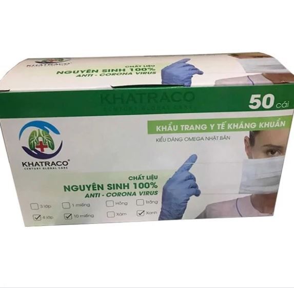 Hộp Khẩu Trang Kháng Khuẩn Khatraco 50 Cái