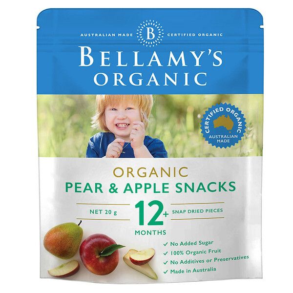 Snack Lê Và Táo Sấy Hữu Cơ Bellamy's Organic 20g