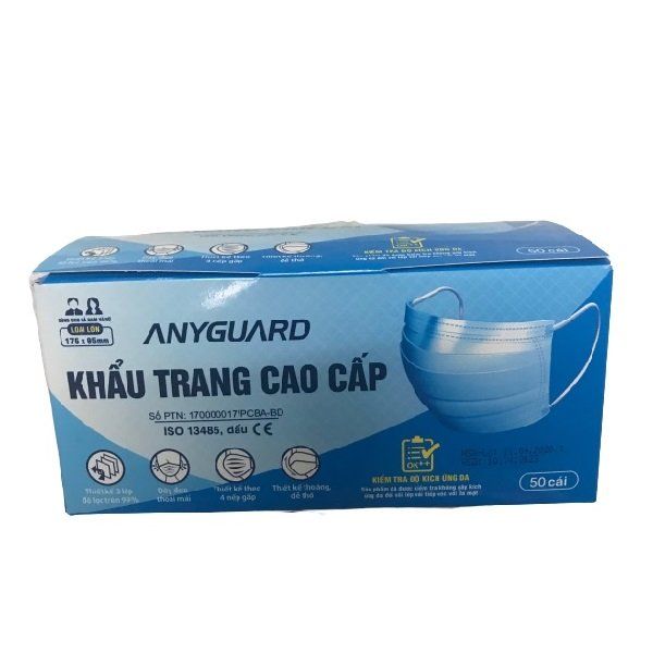 Khẩu Trang Y Tế Anyguard 3 Lớp Người Lớn Hộp 50 Cái