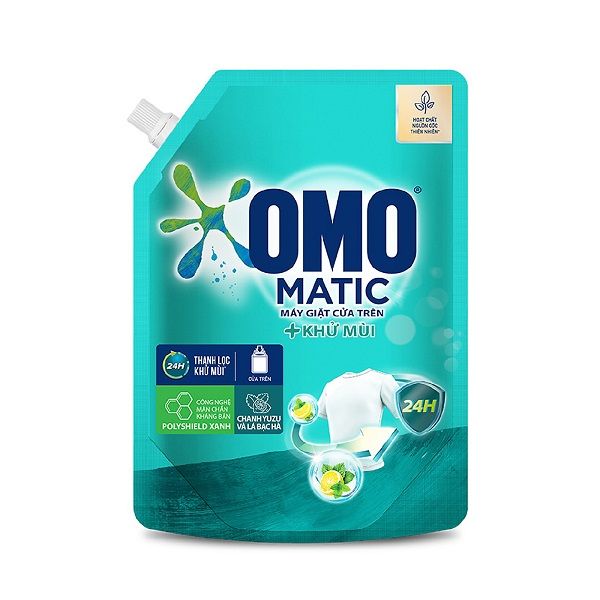 Nước Giặt Omo Matic Cửa Trên Khử Mùi Bạc Hà & Chanh Túi 2kg