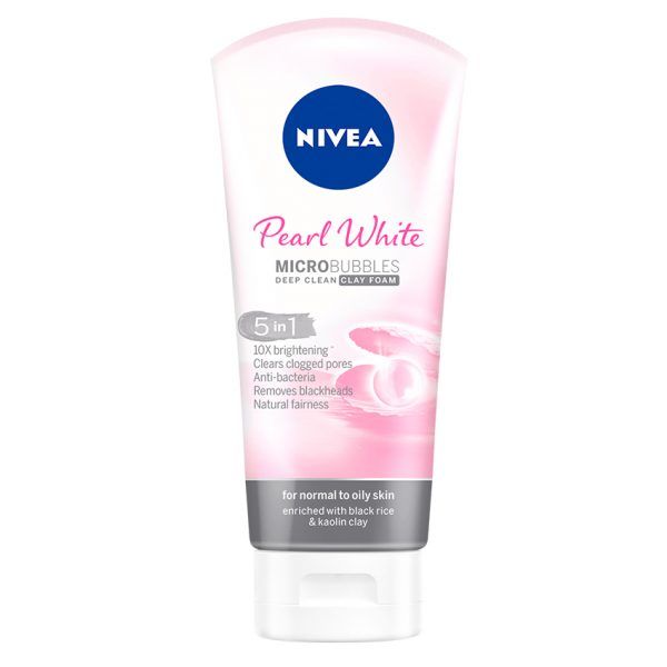 Sữa Rửa Mặt Đất Sét Ngọc Trai Làm Sáng Da Nivea Pearl White Micro Bubbles Deep Clean Clay Foam 5IN1 100g