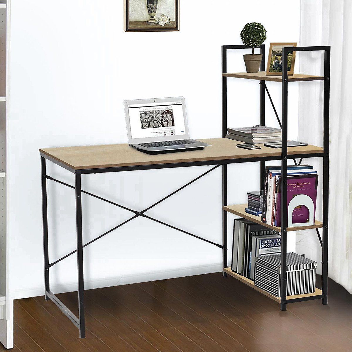 Bàn Học Kèm Kệ Sách MK-184 120x60x100cm Màu Đen
