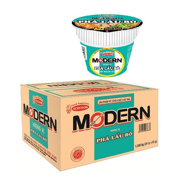 Thùng 24 Mì Ly Modern Phá Lấu Bò 65g