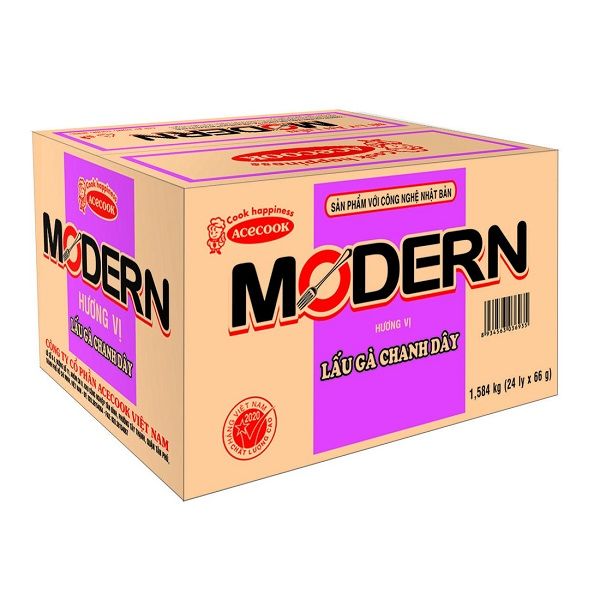 Thùng 24 Mì Ly Modern Lẩu Gà Chanh Dây 66g