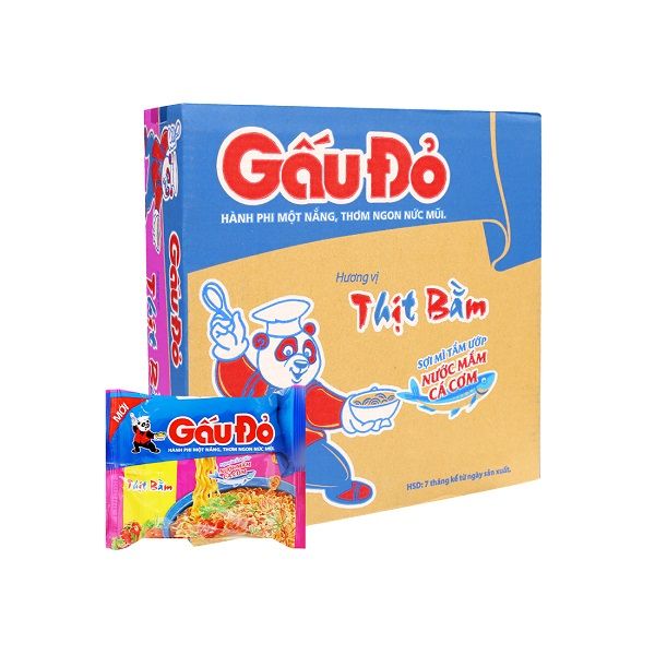 Thùng 30 Mì Gấu Đỏ Thịt Bằm Hành Phi 63g