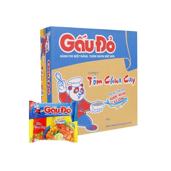 Thùng 30 Mì Gấu Đỏ Tôm Chua Cay 63g