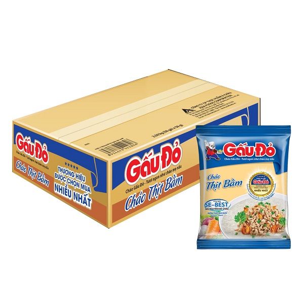 Thùng 50 Cháo Gấu Đỏ Thịt Bằm 50g