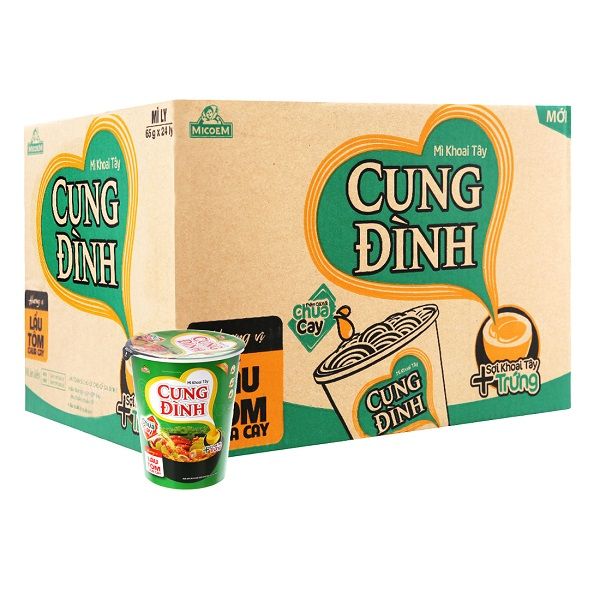Thùng 24 Mì Ly Cung Đình Tôm Chua Cay 65g