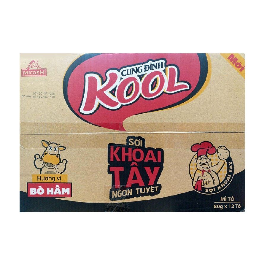Thùng 12 Mì Cung Đình Kool Khoai Tây Vị Bò Hầm Tô 80g