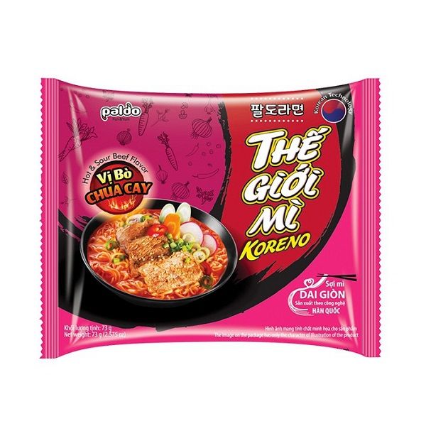 Thùng 30 Mì Koreno Vị Bò Chua Cay 73g