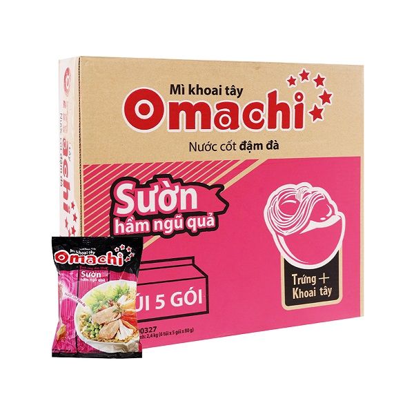 Thùng 30 Mì Omachi Sườn Hầm Ngũ Quả 80g