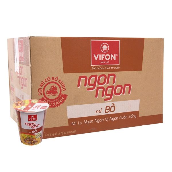 Thùng 24 Mì Ly Vifon Vị Bò 60g