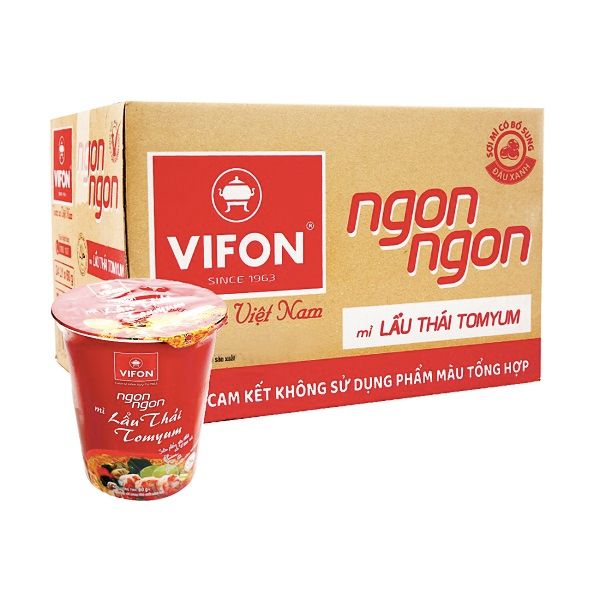 Thùng 24 Mì Ly Vifon Lẩu Thái Tomyum 60g