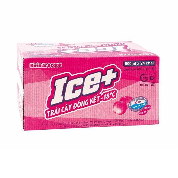 Thùng 24 Nước Giải Khát Ice+ Đào 490ml