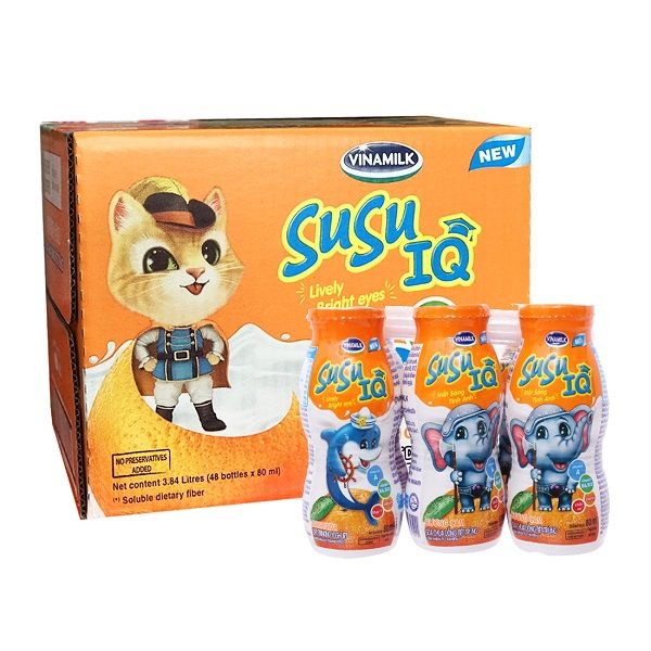 Thùng 48 Sữa Chua Uống Susu IQ Cam 80ml