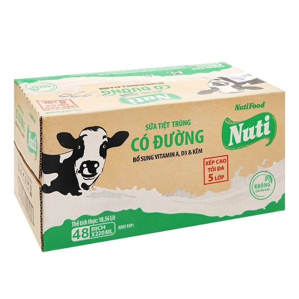 Thùng 48 Sữa Nutifood Có Đường Bịch 220ml