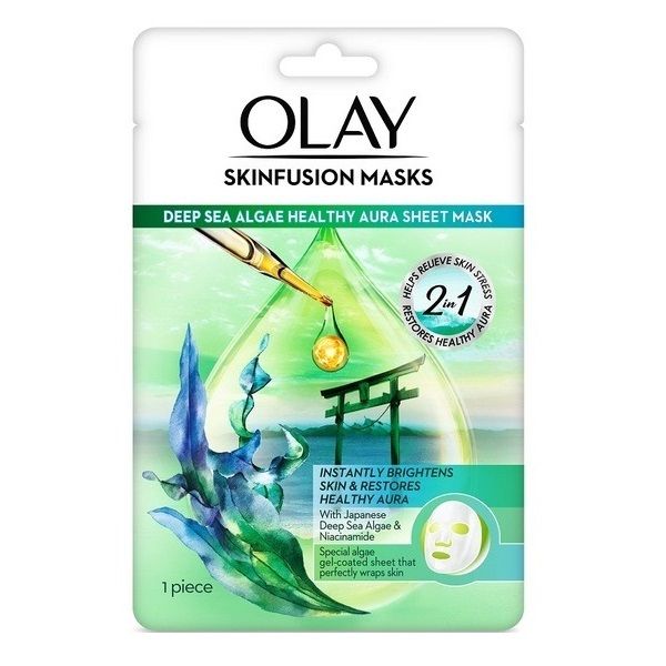 Mặt Nạ Dưỡng Da Tinh Chất Tảo Biển Olay Skinfusion Masks Deep Sea Algae Healthy Aura Sheet Mask 25g