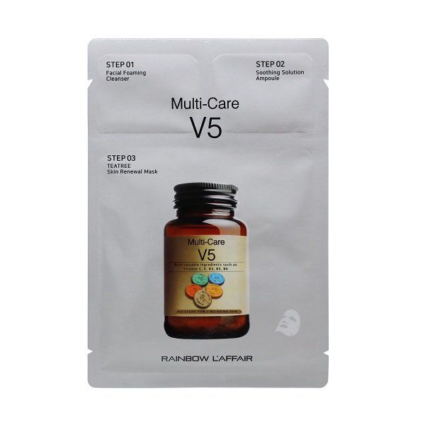 Mặt Nạ Dưỡng Da 3 Bước Rainbow L'affair Multi-Care V5 Teatree 33ml (Store 5871,5873)
