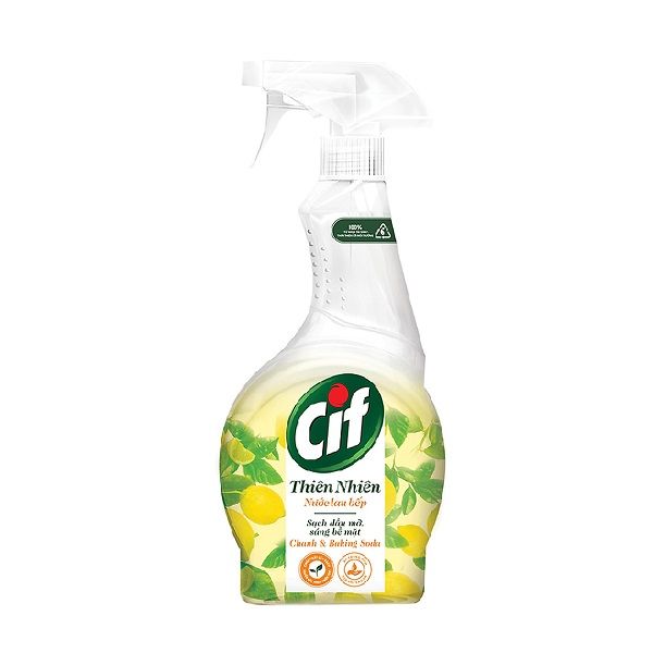 Xịt Lau Bếp Cif Thiên Nhiên Chanh & Baking Soda 500ml