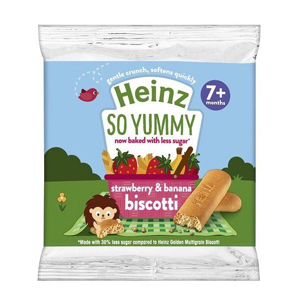 Bánh Quy Ăn Dặm Heinz Vị Dâu Chuối Ít Đường (60g) 7M+