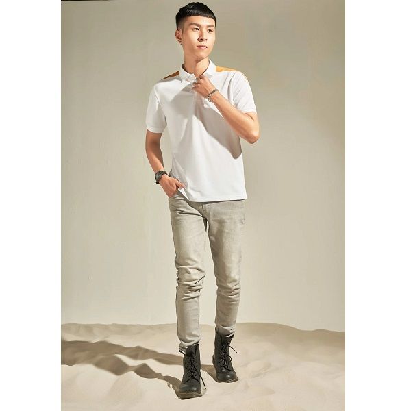 Áo Polo Cafe Phối Couple TX Màu Trắng 1001