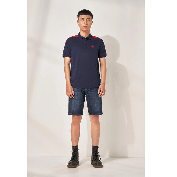 Áo Polo Cafe Phối Couple TX Màu Xanh Đen 1001