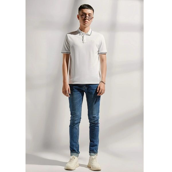 Áo Polo Café Bo Sọc Couple TX Màu Trắng 3020