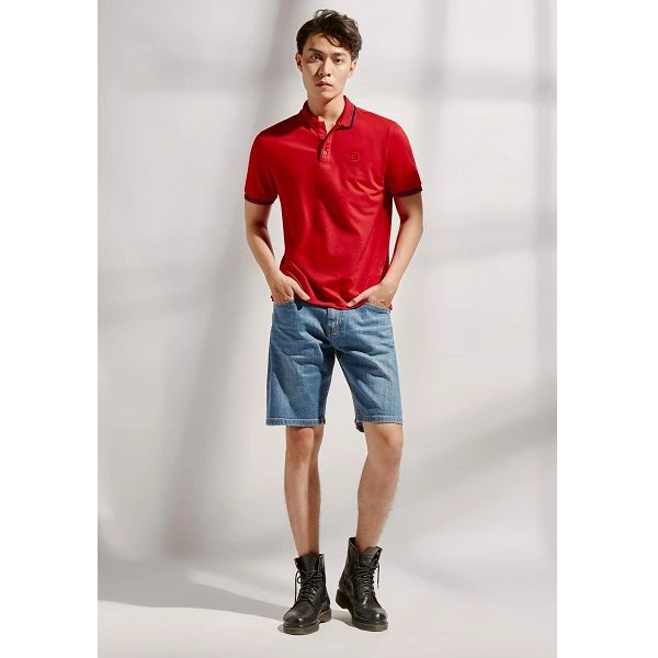 Áo Polo Café Bo Sọc Couple TX Màu Đỏ 3020