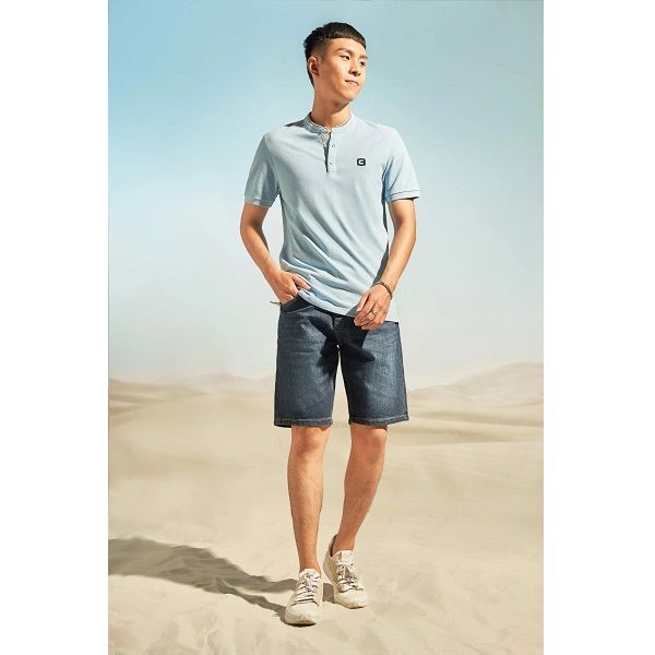 Áo Thun Cổ Trụ Couple TX Màu Xanh 3086