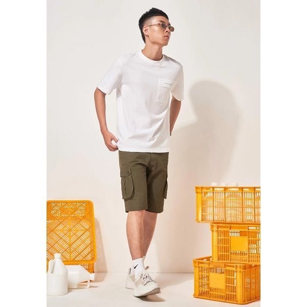 Áo Thun Đắp Túi Ngực Nam Couple TX Màu Trắng 1005