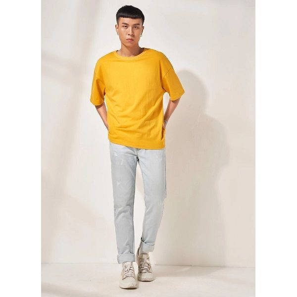 Áo Thun Basic Oversize Nam Couple TX Màu Vàng 1006