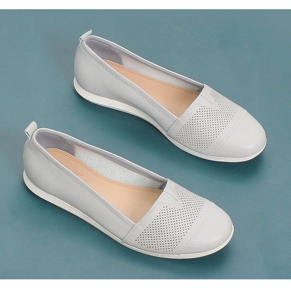 Giày Bệt Slipon Da Bò Thật Cut-Out Pixie Màu Xám X481