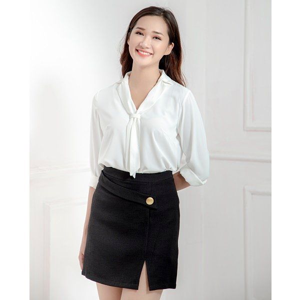 Chân Váy Đính Nút Adela Màu Đen (Store 5704)