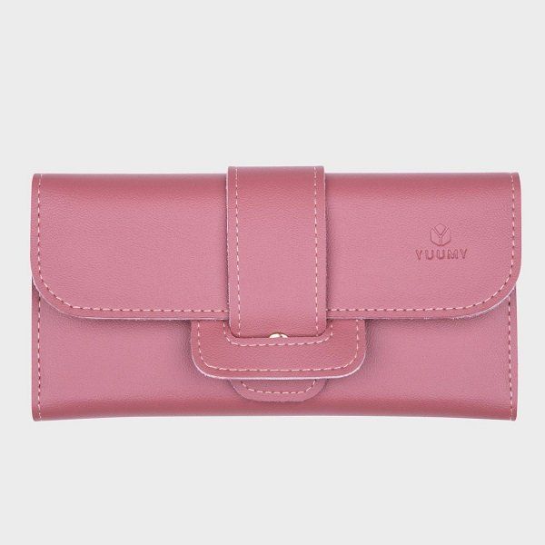 Ví Da Cầm Tay Thời Trang Yuumy Màu Hồng Ruốc YV18HR (Store 5703)
